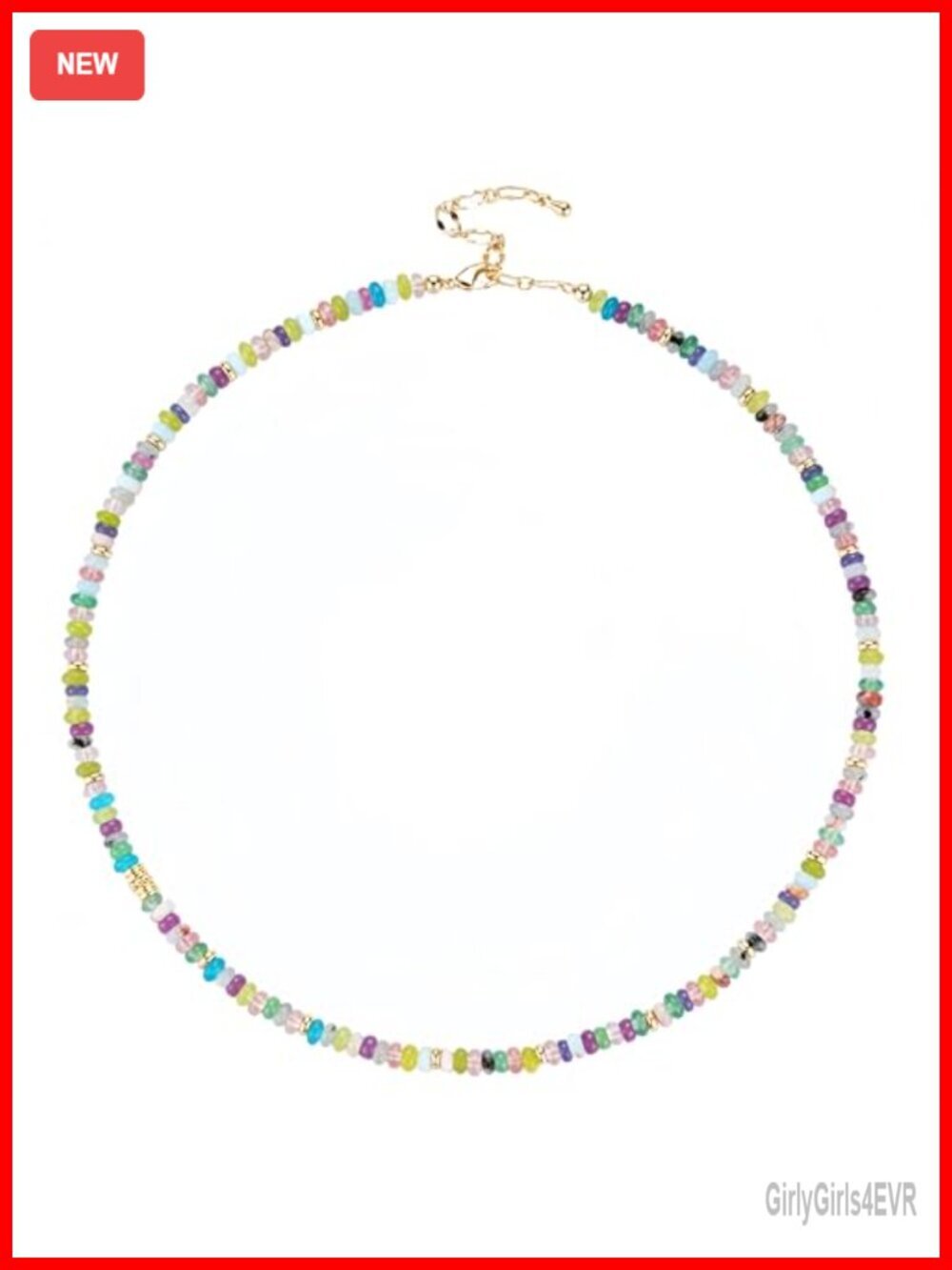 Handmade Gemstone Choker Necklace, 16" + 2" Extender, 18K Gold Plated, Boho